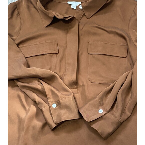 J Jill Soft Luxe Utility Popover Modal Brown Women's Medium - Picture 3 of 9